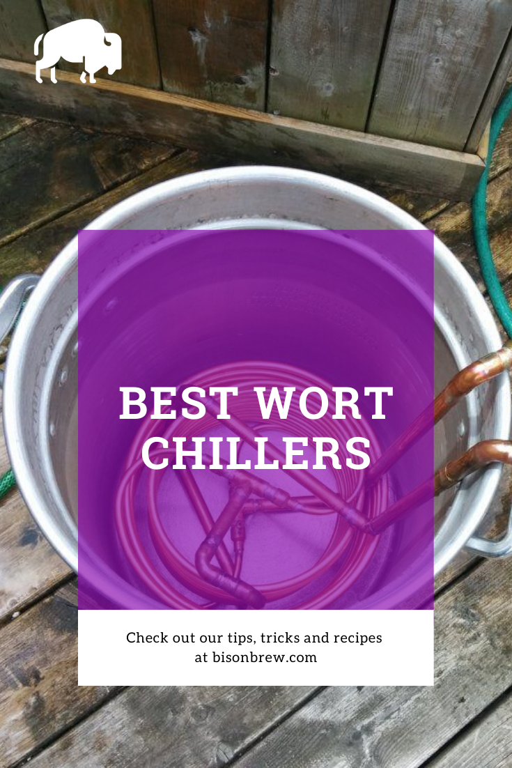 wort chiller connected to a hose inside of a boil kettle